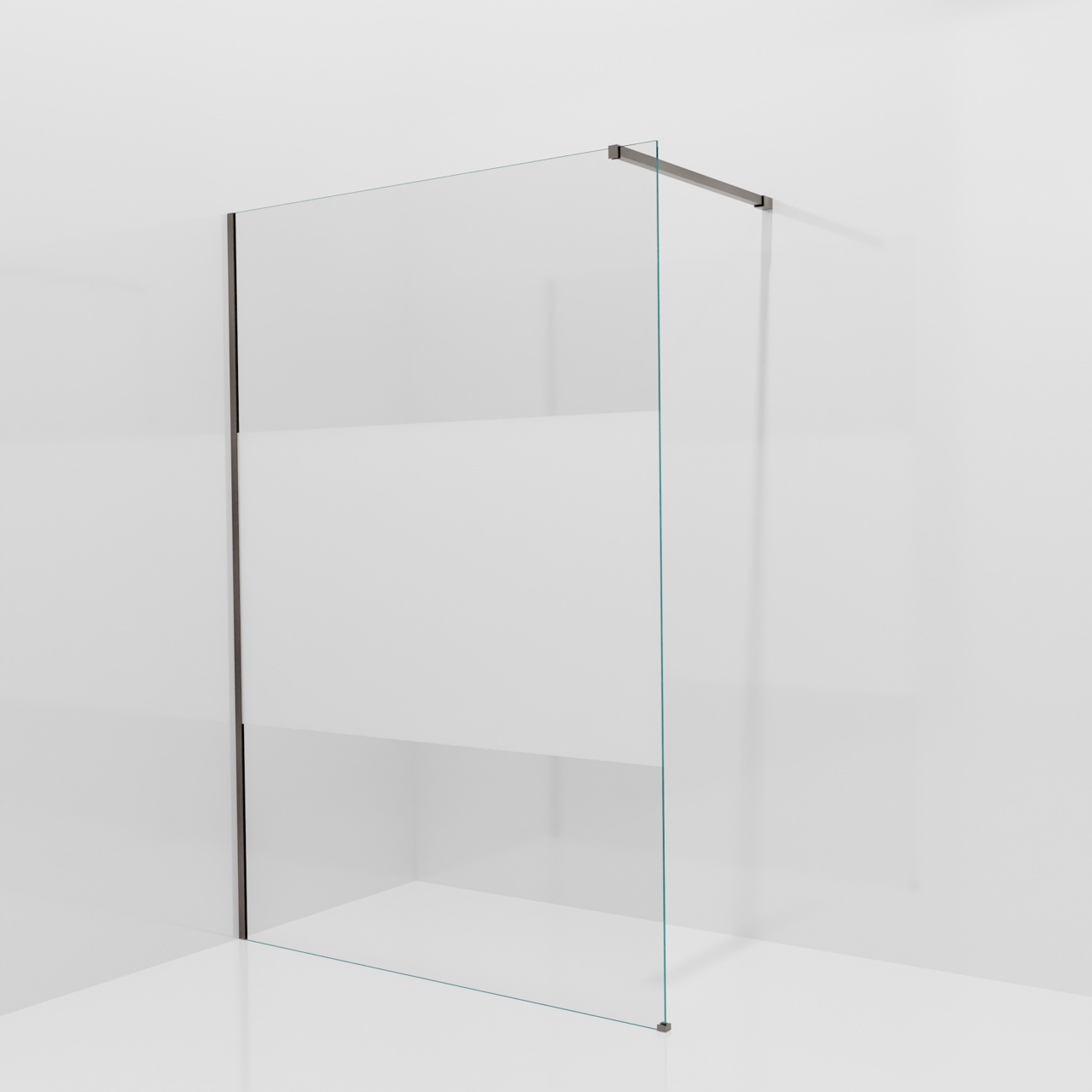 Balmani Modular douche à l'italienne: 140 x 200 cm, Verre transparent avec bande matte, Profil Brushed GunMetal