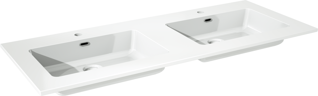 Storke Diva Doppelwaschtisch, Marmorkomposit glänzend, 130 x 52 cm