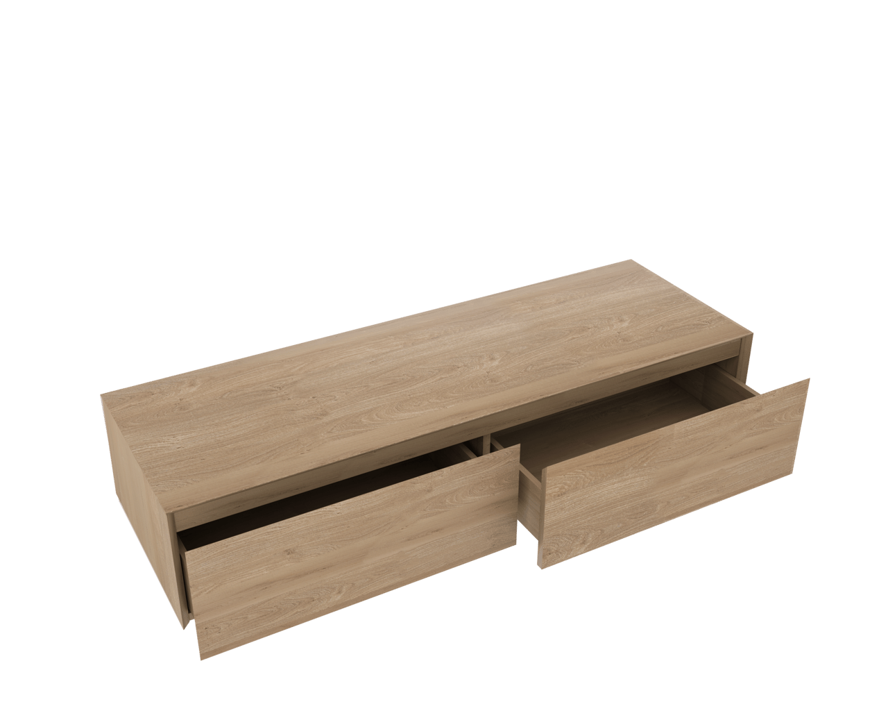 Balmani Mitra Elements hängender Waschbeckenunterschrank: 150 x 50 cm, Eiche Natur, 2 Schubladen