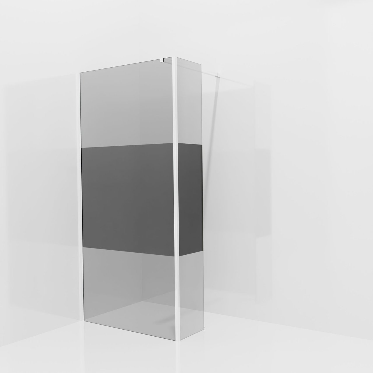 Balmani Modular Walk-In Dusche mit fester Seitenwand: 100 x 200 cm, Rauchglas mit mattiertem Streifen, inklusive Coating, Profil Chrom glänzend