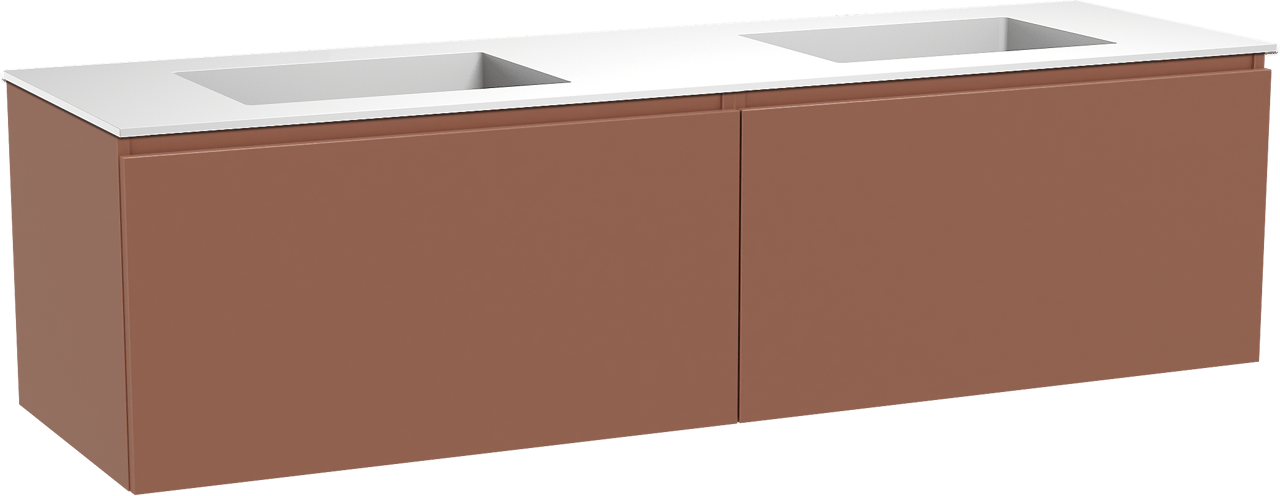 Balmani Sfera meuble salle de bains suspendu 180 x 55 cm cotto avec Tablo Stretto double vasque en solid surface blanc mat