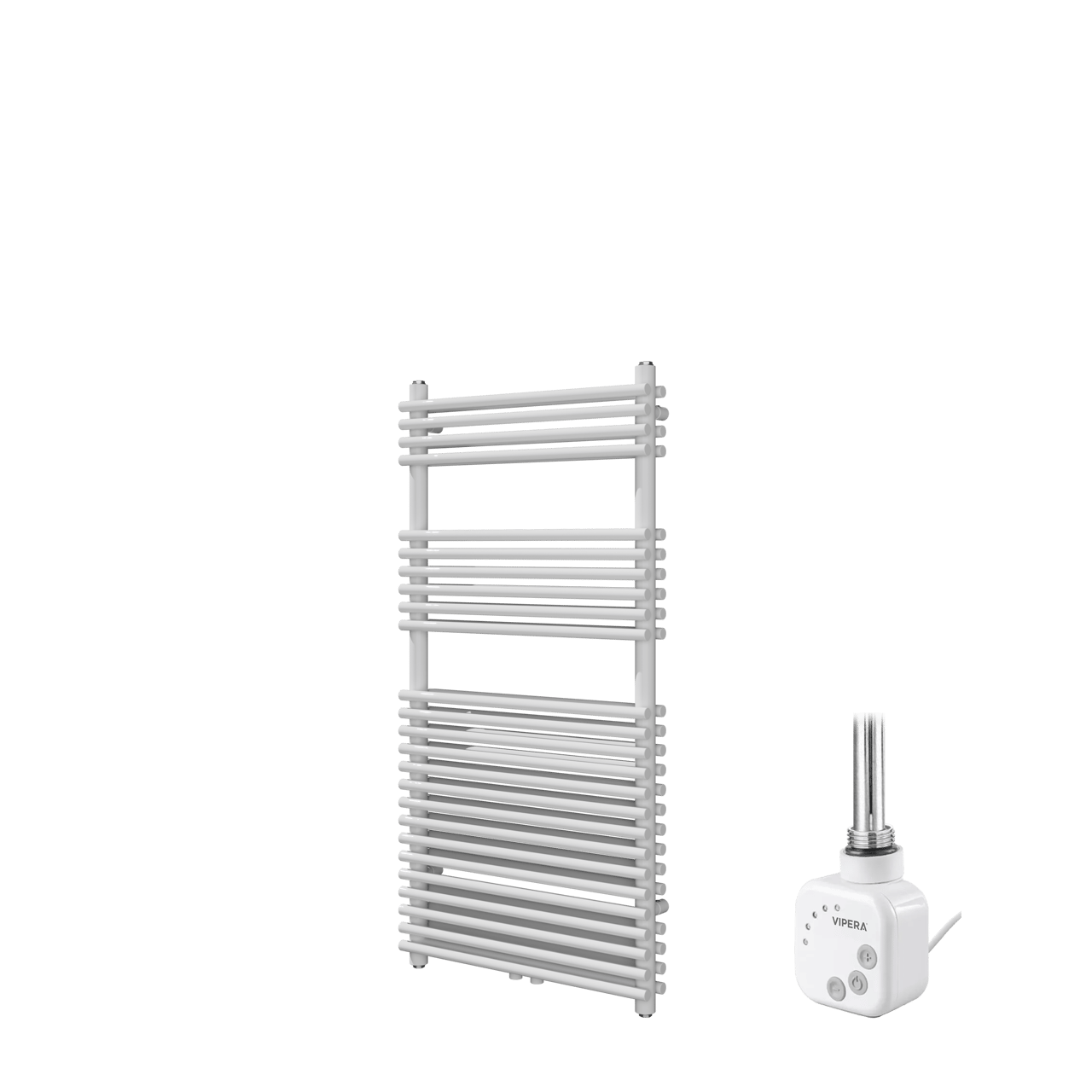 Vipera Alegria Doppel Handtuchheizkörper 60 x 120 cm Elektrische Heizung Weiß glänzend Seiten- und Mittelanschluss 1000W, inkl. Widerstand