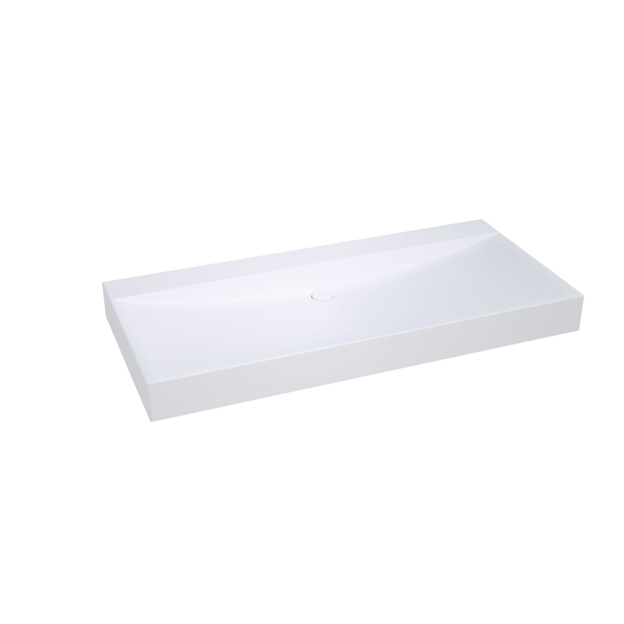 Balmani Wave Einzelwaschtisch für 2 Armaturenlöcher, Solid Surface matt, 120 x 55 cm