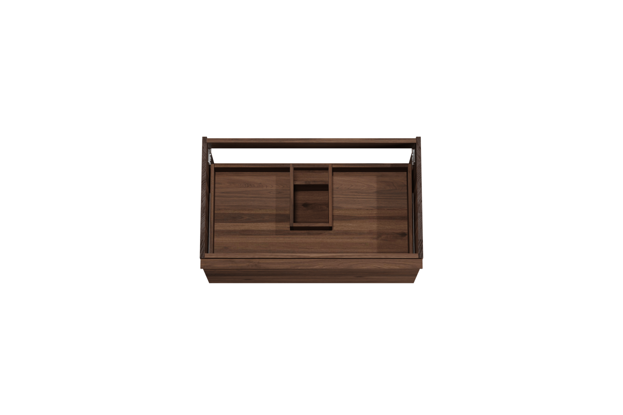 Balmani Forma hängender Waschbeckenunterschrank: horizontale Rippen, 90 x 55 cm, Amerikanischer Nussbaum, 2 Schubladen