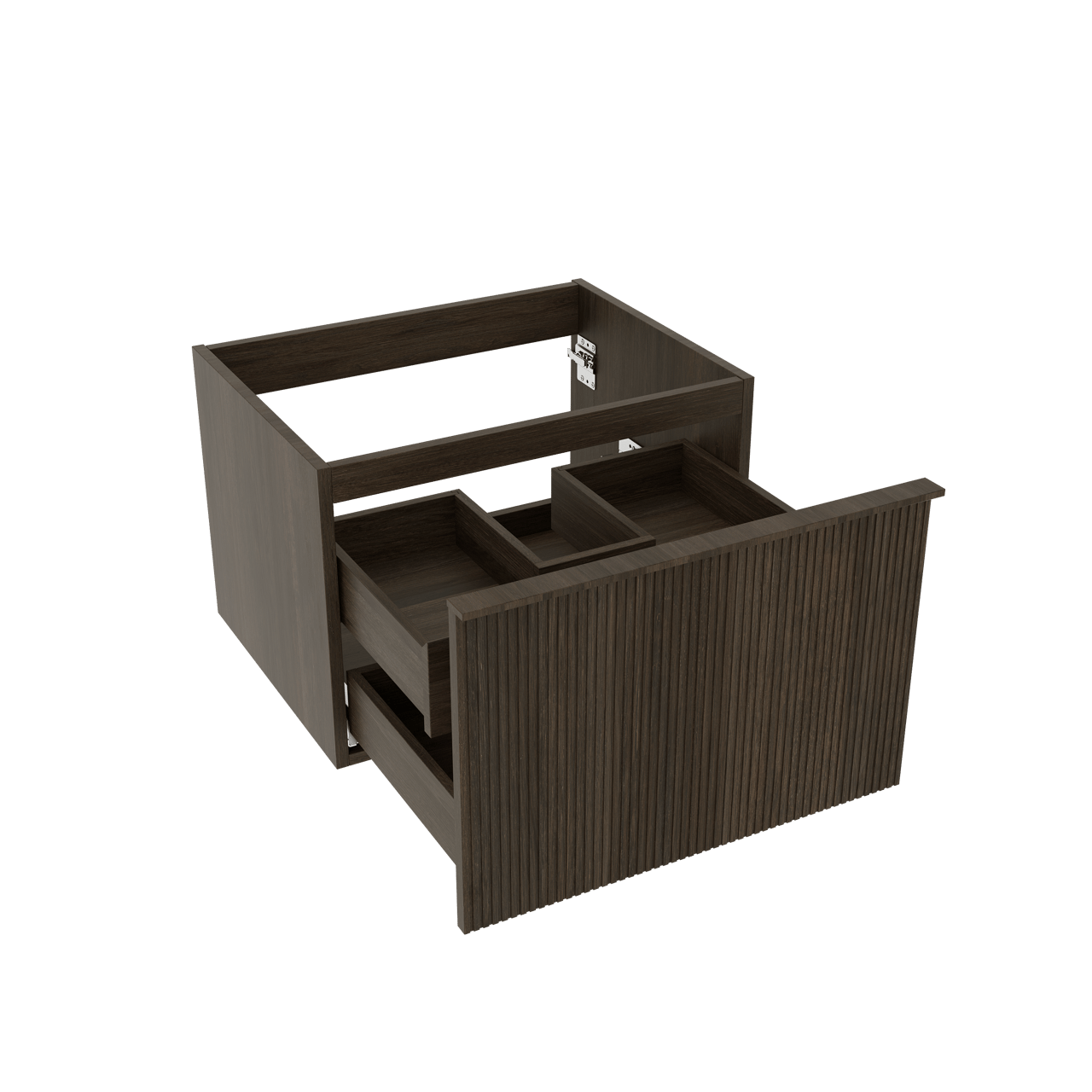 Balmani Forma zwevende wastafelonderkast 67,5 x 55 cm gerookte eik 2 lades vert. sym. groef