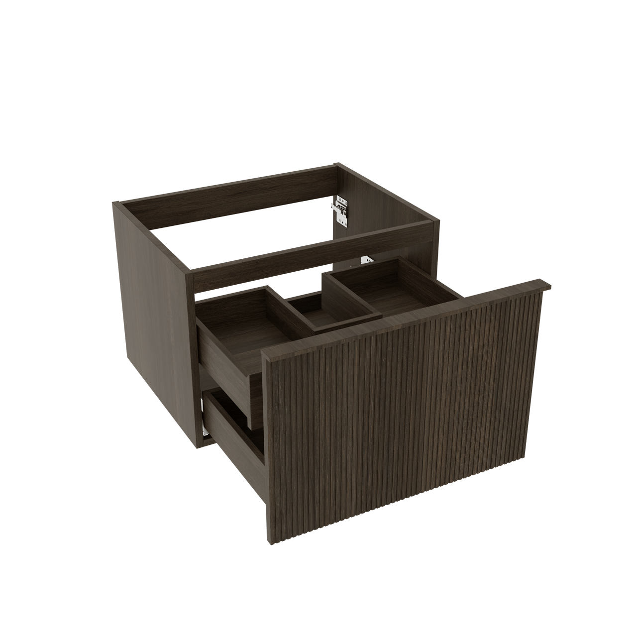 Balmani Forma zwevende wastafelonderkast 67,5 x 55 cm gerookte eik 2 lades vert. sym. groef