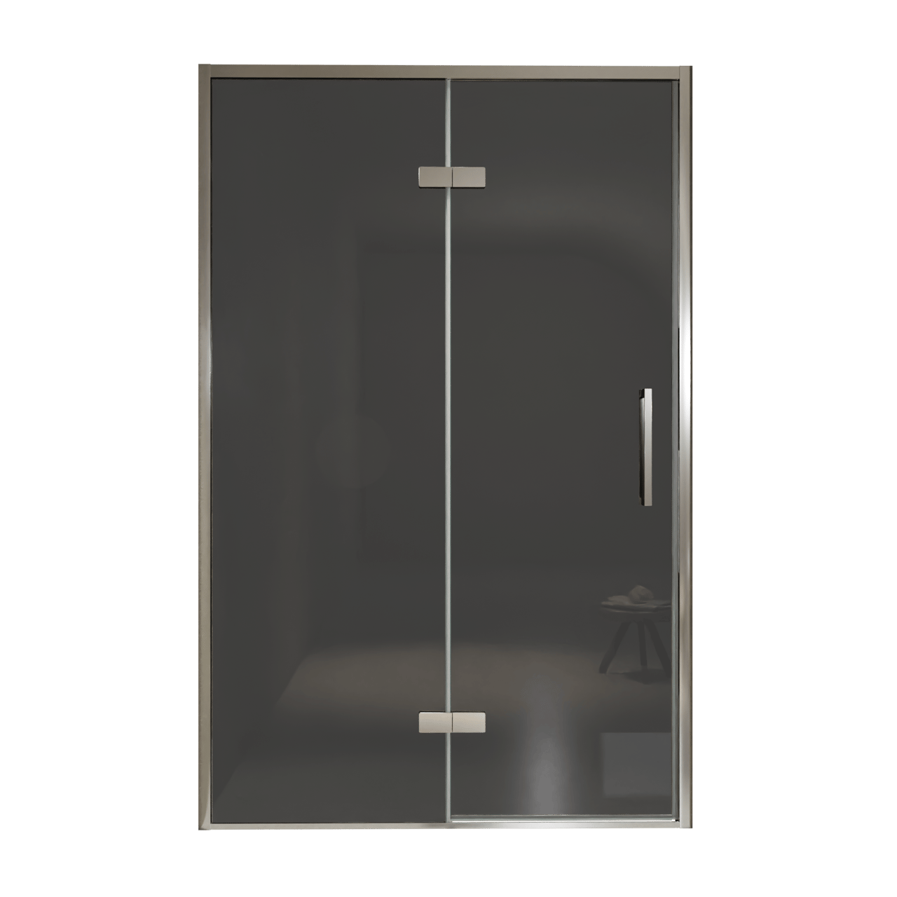 Balmani Senses Design porte pivotante à gauche 140 cm x 210 cm verre fumé, Profil chrome, coating inclus