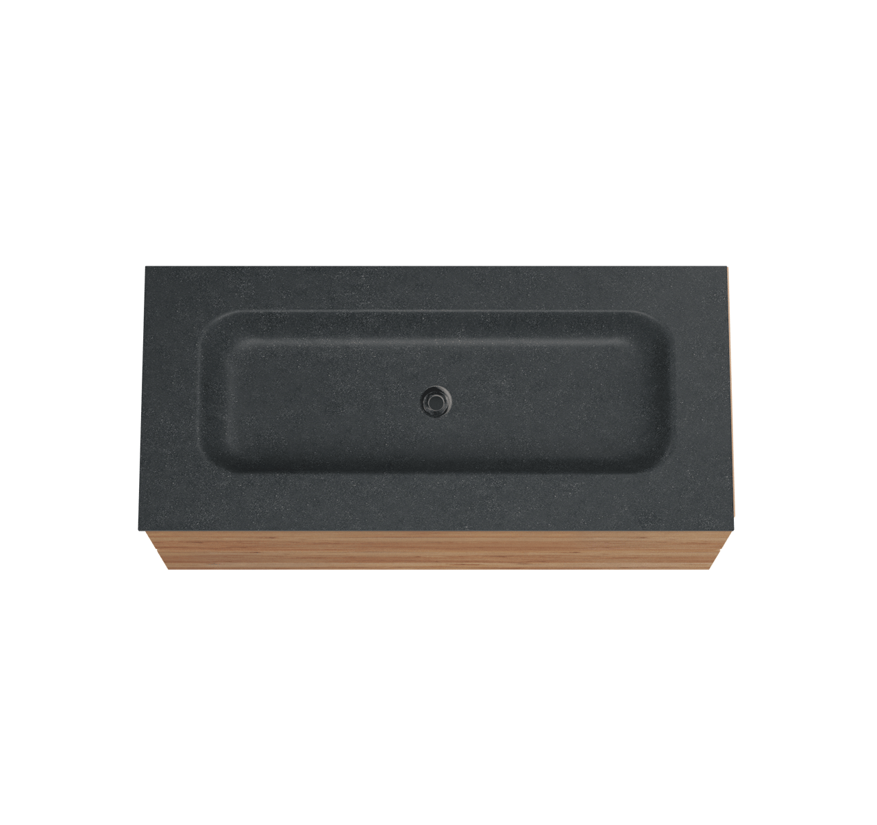 Balmani Lucida meuble salle de bains suspendu 120 x 55 cm teck avec Tablo Arcato plan simple pour 2 trous de robinet en granit noir