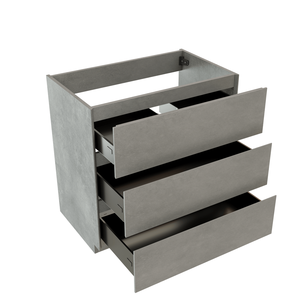 Storke Edge meuble sous-vasque a poser 85 x 52 cm béton gris foncé 3 tiroirs