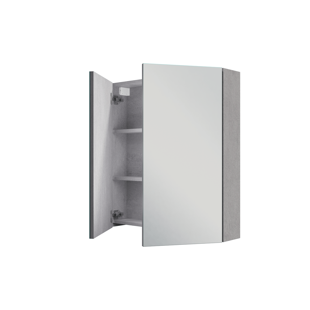 Linie Lado meuble salle de bains suspendu 70 x 46 cm béton gris foncé avec Lado tablette simple en mélaminé béton gris foncé et Montro armoire de toilette