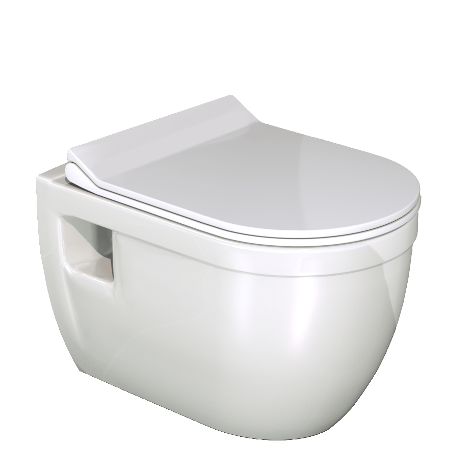 Linie Tempo hangend toilet hoogglans wit randloos met Geberit Duofix inbouwreservoir