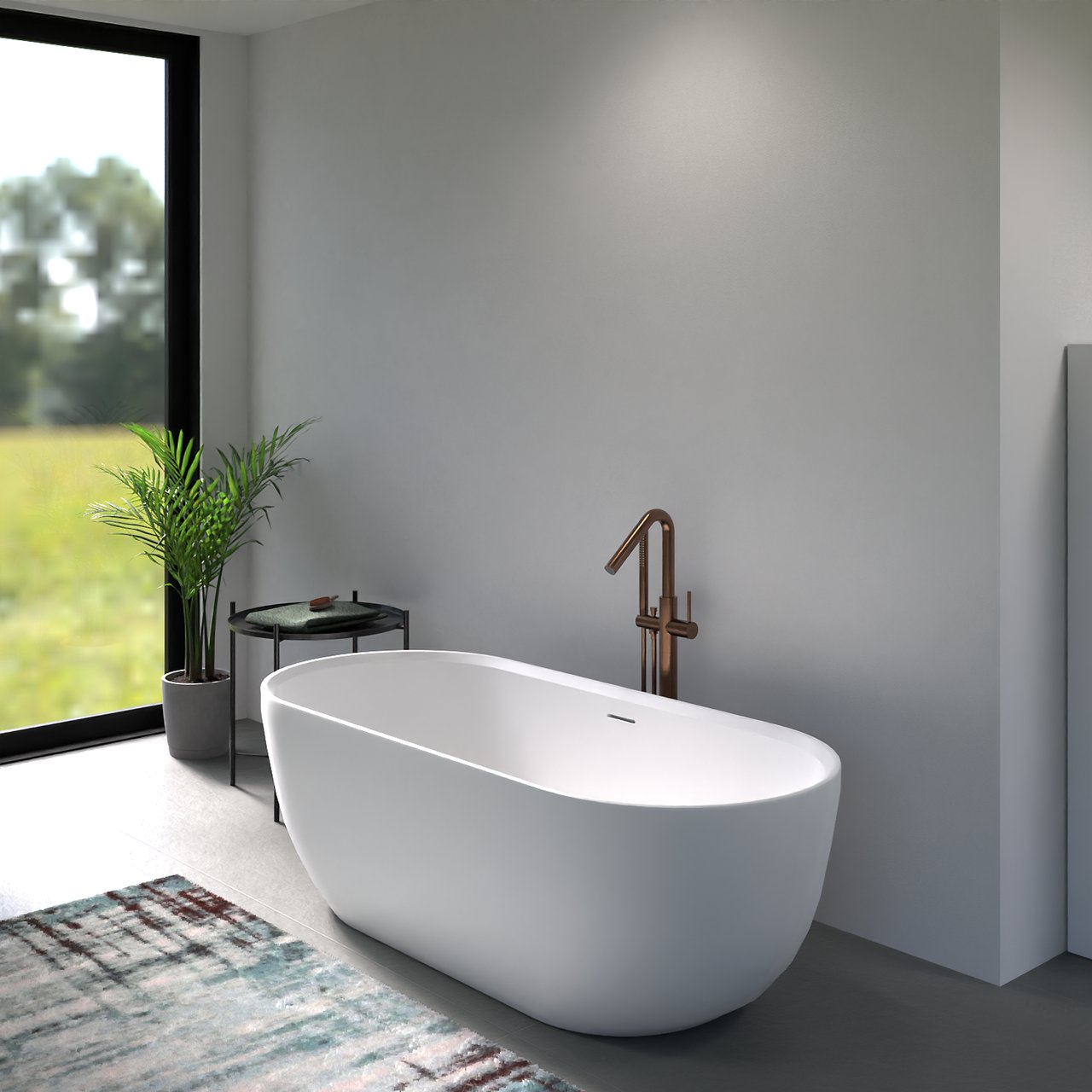 Blaufoss Round Move vrijstaande badkraan Brushed Rosegold