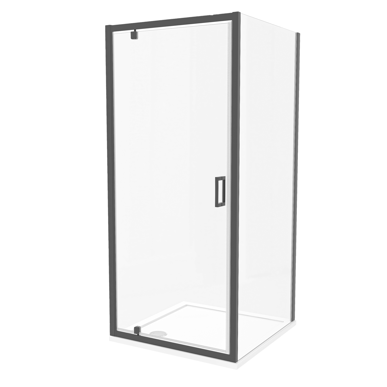 Luca Varess Vidor douchehoek met draaideur en vaste zijwand 90 x 90 cm helder glas mat zwart profiel
