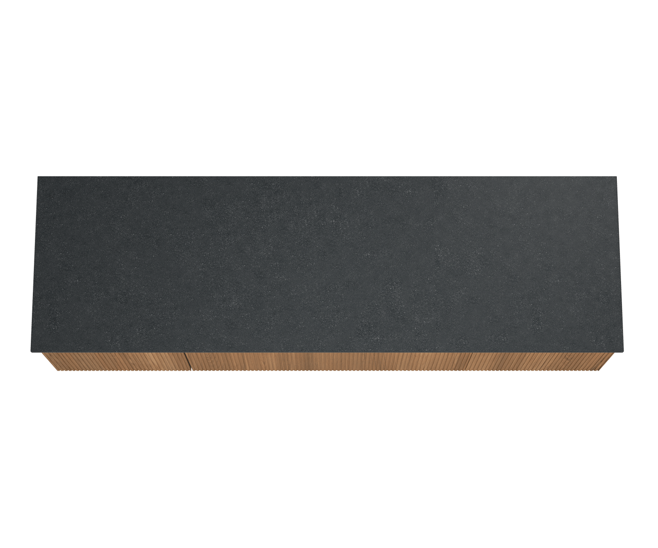 Balmani Forma zwevend badmeubel 180 x 55 cm teakhout met Stretto enkel of dubbel wastafelblad in zwart graniet, Verticale symmetrische rechte ribbel