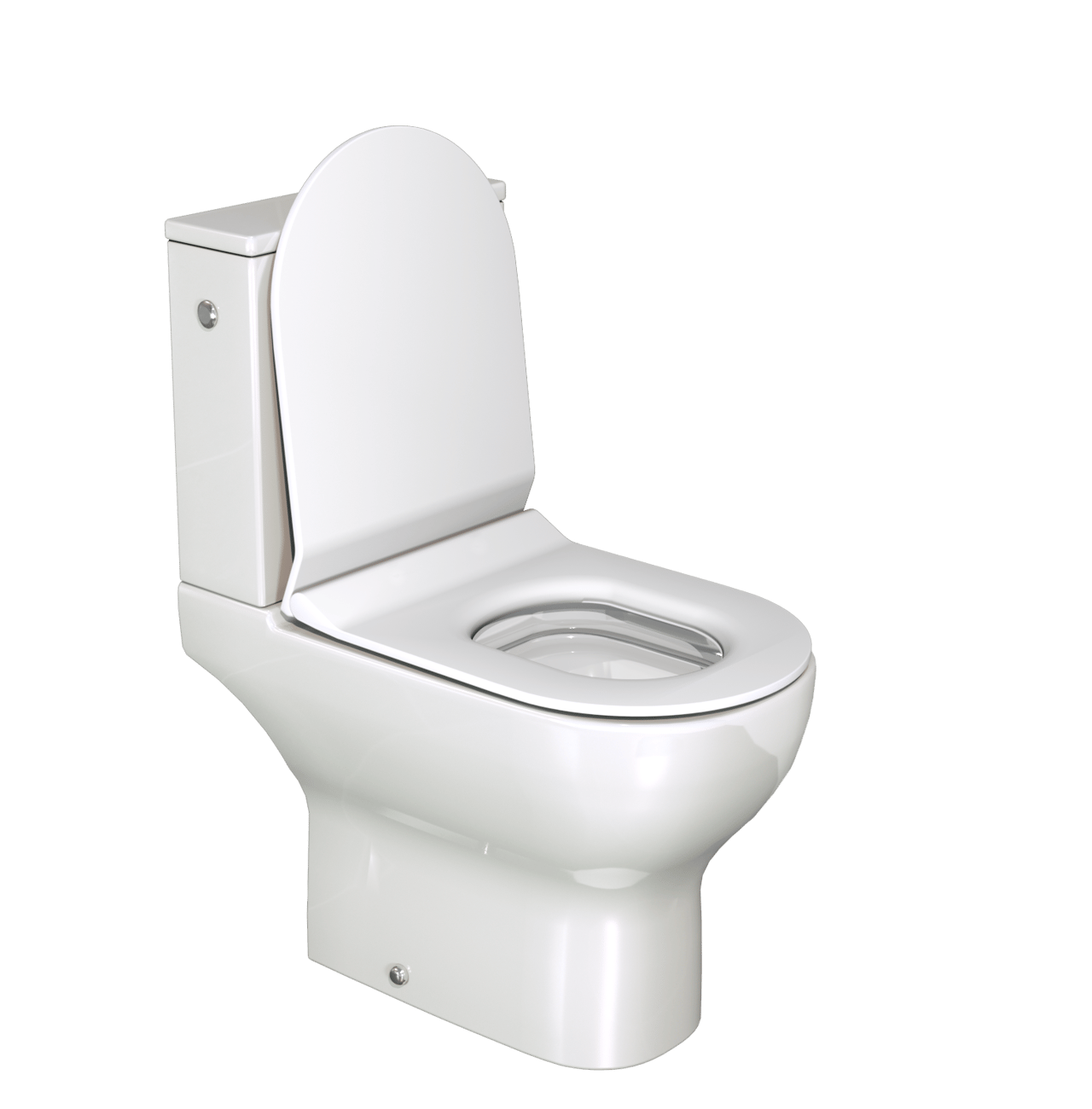 Linie Aviso wc à poser blanc brillant bride de rinçage traditionnelle, set d'installation inclus avec raccordement en S, robinet et flexible