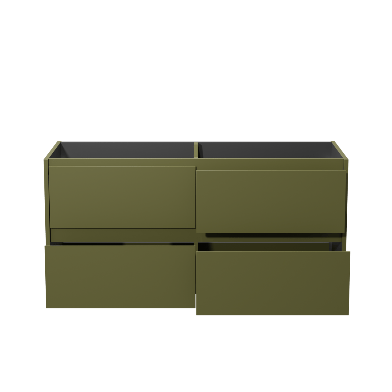 Storke Seda hängender Waschbeckenunterschrank: 130 x 52 cm, Olivgrün, 4 Schubladen