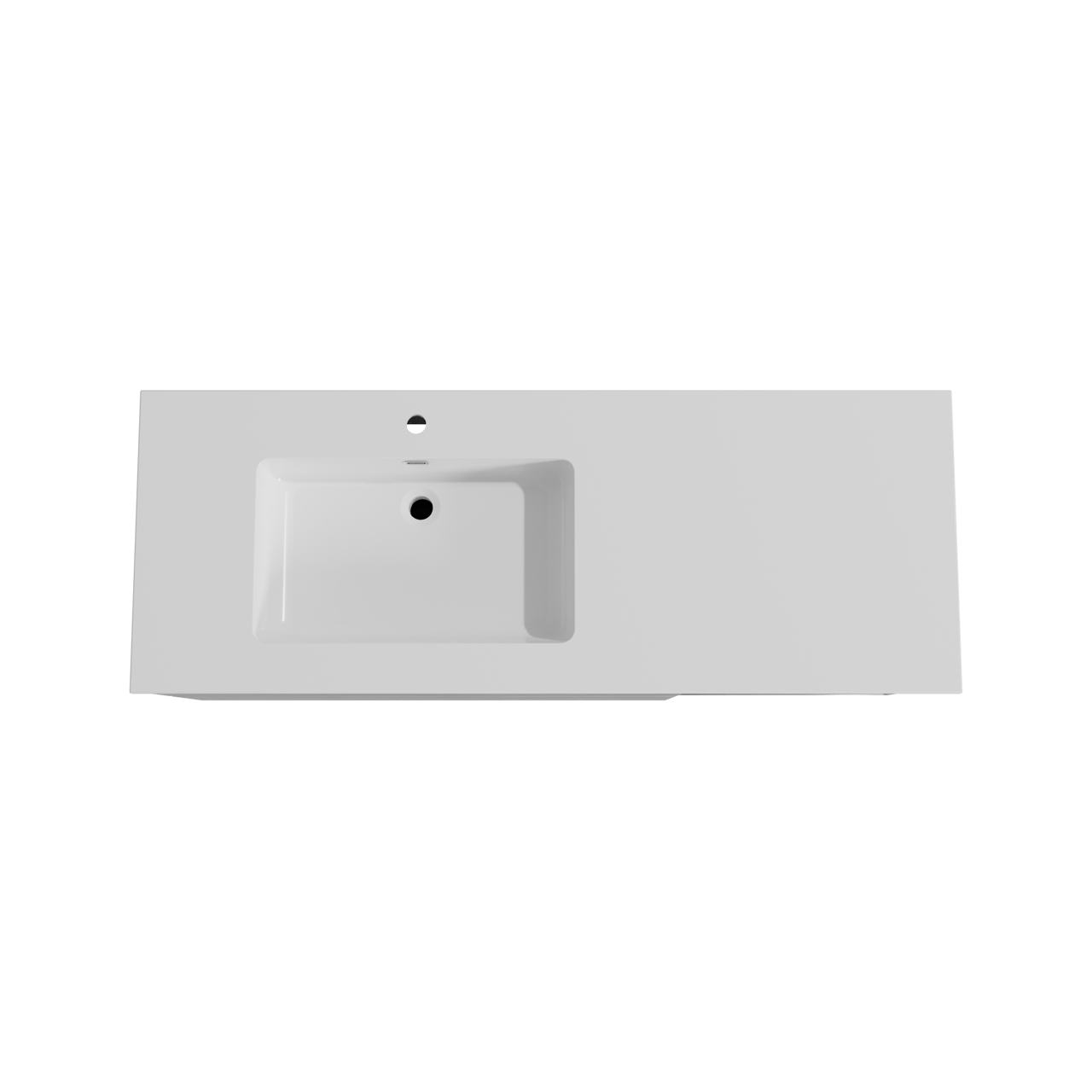 Storke Edge meuble salle de bains suspendu 140 x 52 cm béton gris foncé avec Diva plan vasque asymétrique à gauche en marbre composite blanc brillant