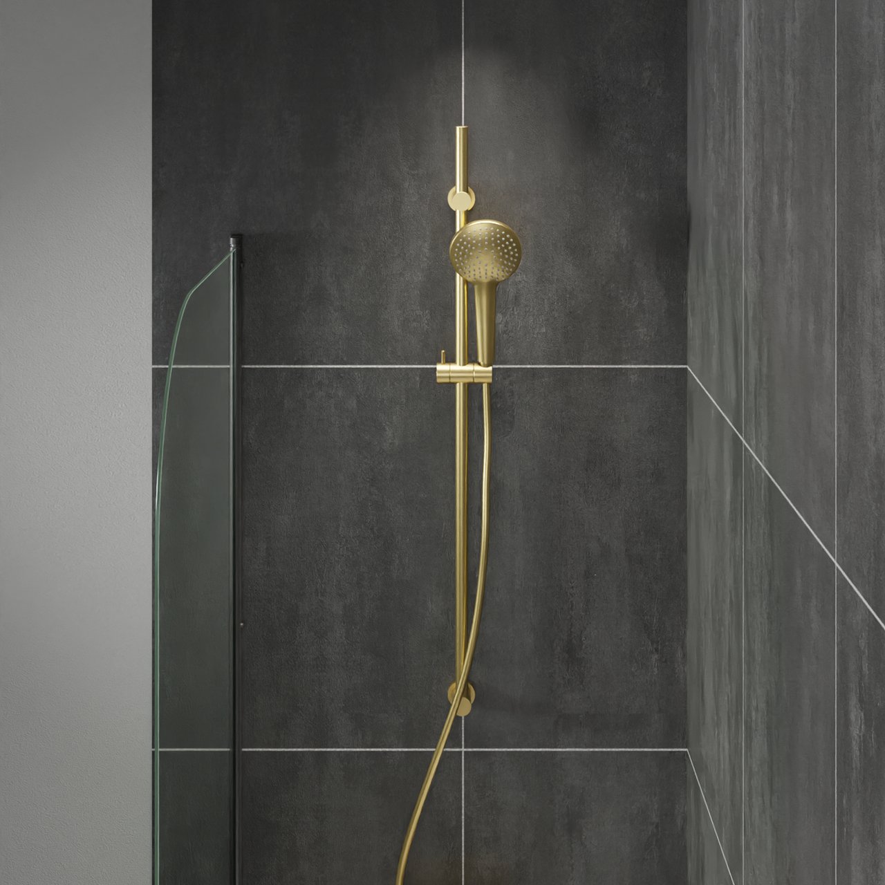 Blaufoss Round Brauseset: 100 cm, 10 cm, 3 Strahlarten, Brushed Gold