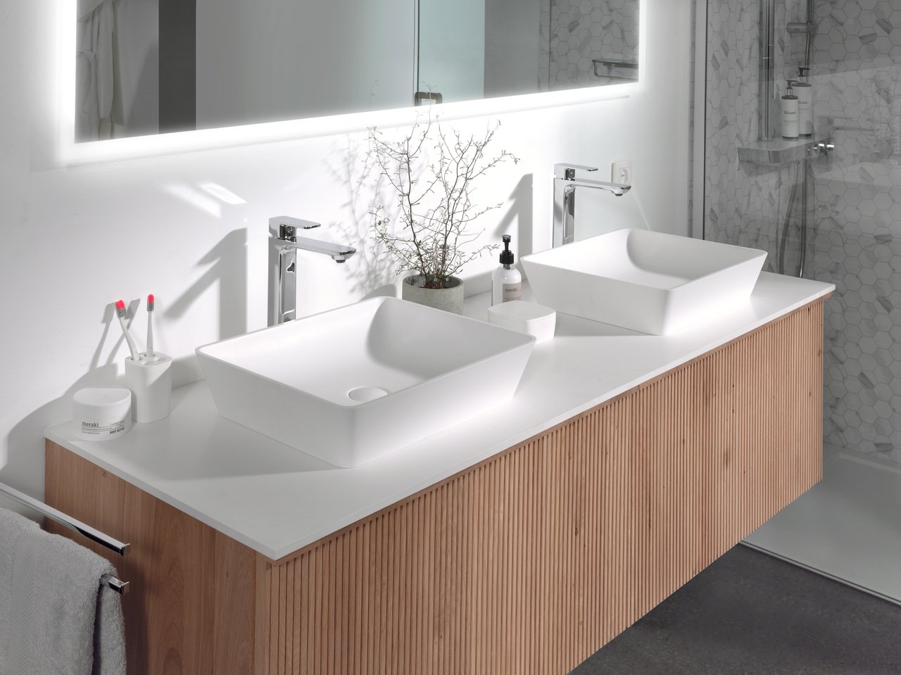 Balmani Stretto tablette simple ou double Solid Surface mat 180 x 55 cm