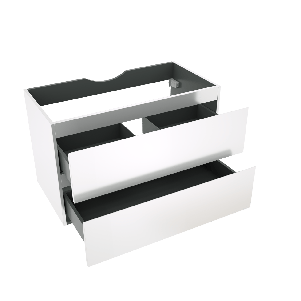 Linie Lado hängender Waschbeckenunterschrank: 90 x 46 cm, Weiß Glänzend, 2 Schubladen