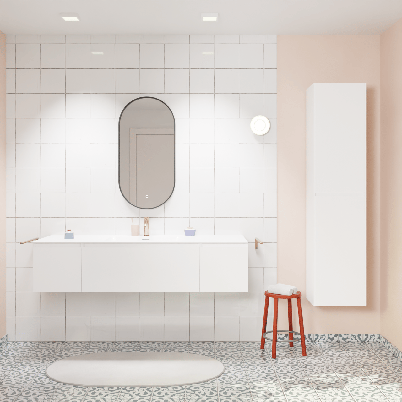 Storke Edge zwevend badkamermeubel 155 x 52 cm glanzend wit met Mata enkele wastafel in solid surface mat wit