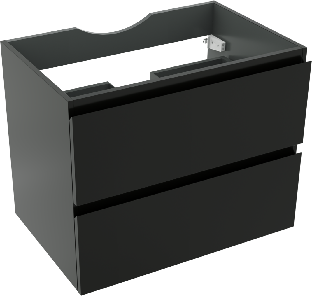 Linie Lado meuble sous-lavabo suspendu 70 x 46 cm Noir Mat 2 tiroirs