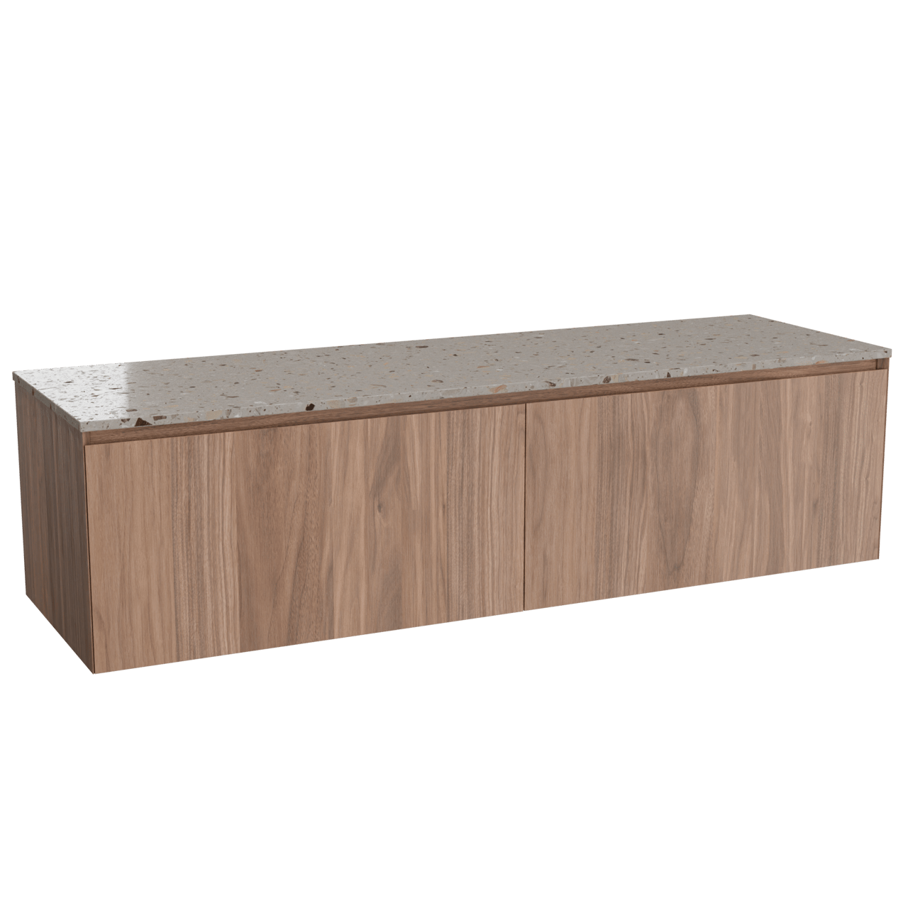 Balmani Idra meuble salle de bains suspendu 180 x 55 cm noyer avec Stretto tablette simple ou double en terrazzo greige terrazzo