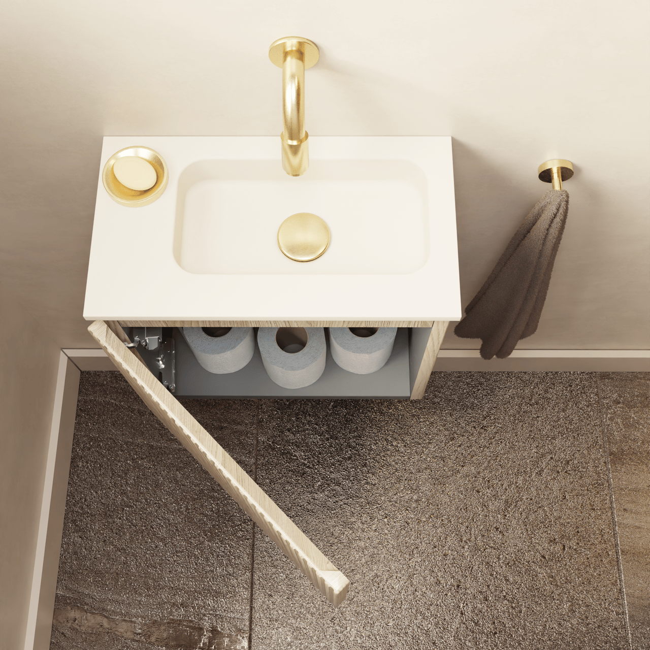 Storke Ribs zwevend toiletmeubelkast 40 x 22 cm ruwe eik