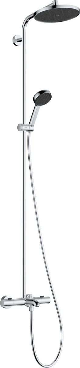 Hansgrohe Activera S 240 colonne de douche de pluie avec robinet de bain thermostatique Chrome Brillant