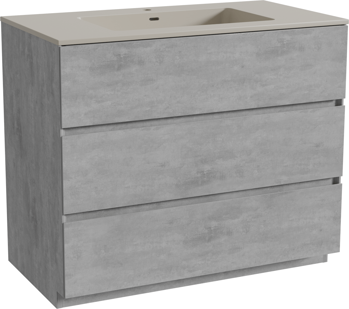 Storke Edge freistehendes Möbelstück Set: 95 x 52 cm, Beton dunkelgrau, mit Diva Einzelwaschtisch, Top Solid Seidengrau