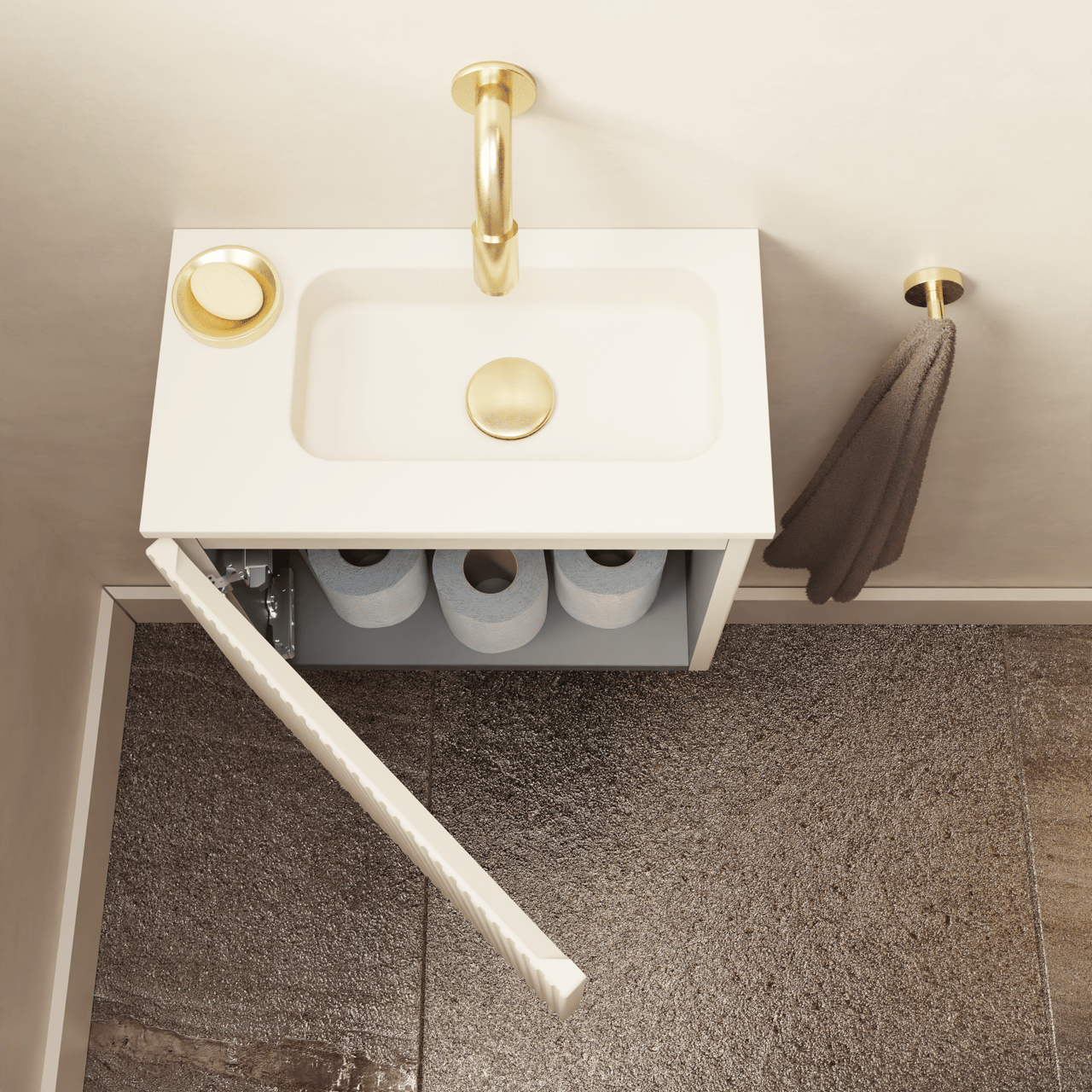 Storke Ribs zwevend fonteinkast 40 x 22 cm sand mat