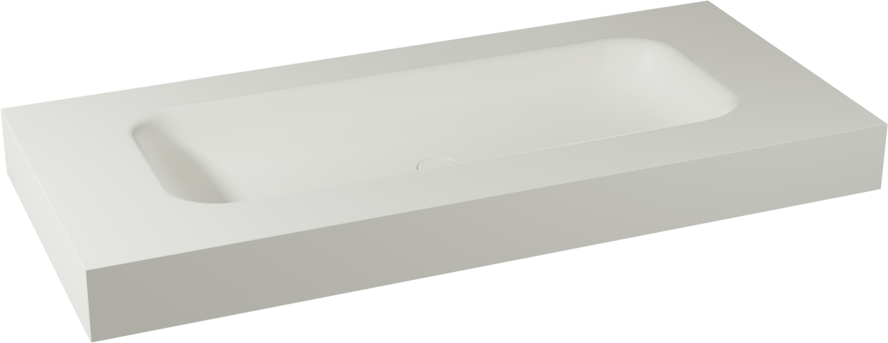 Balmani Arcato enkele wastafel voor 2 kraangaten matte Solid Surface 120 x 55 cm, afvoerplug niet inbegrepen