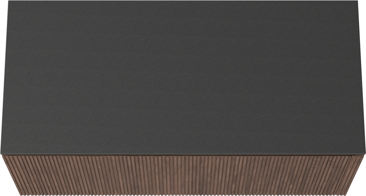 Balmani Eclips hängendes Möbelstück Set: 120 x 55 cm, Amerikanischer Nussbaum, mit Stretto Einzel Waschtischplatte Granit poliert, Vertikale symmetrische gerade Rippe