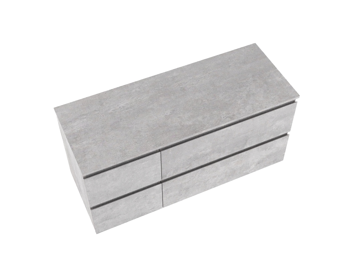 Linie Lado hängendes Möbelstück Set: 120 x 46 cm, Beton dunkelgrau, mit Lado Einzel- oder Doppel Waschtischplatte, Melamin Beton dunkelgrau