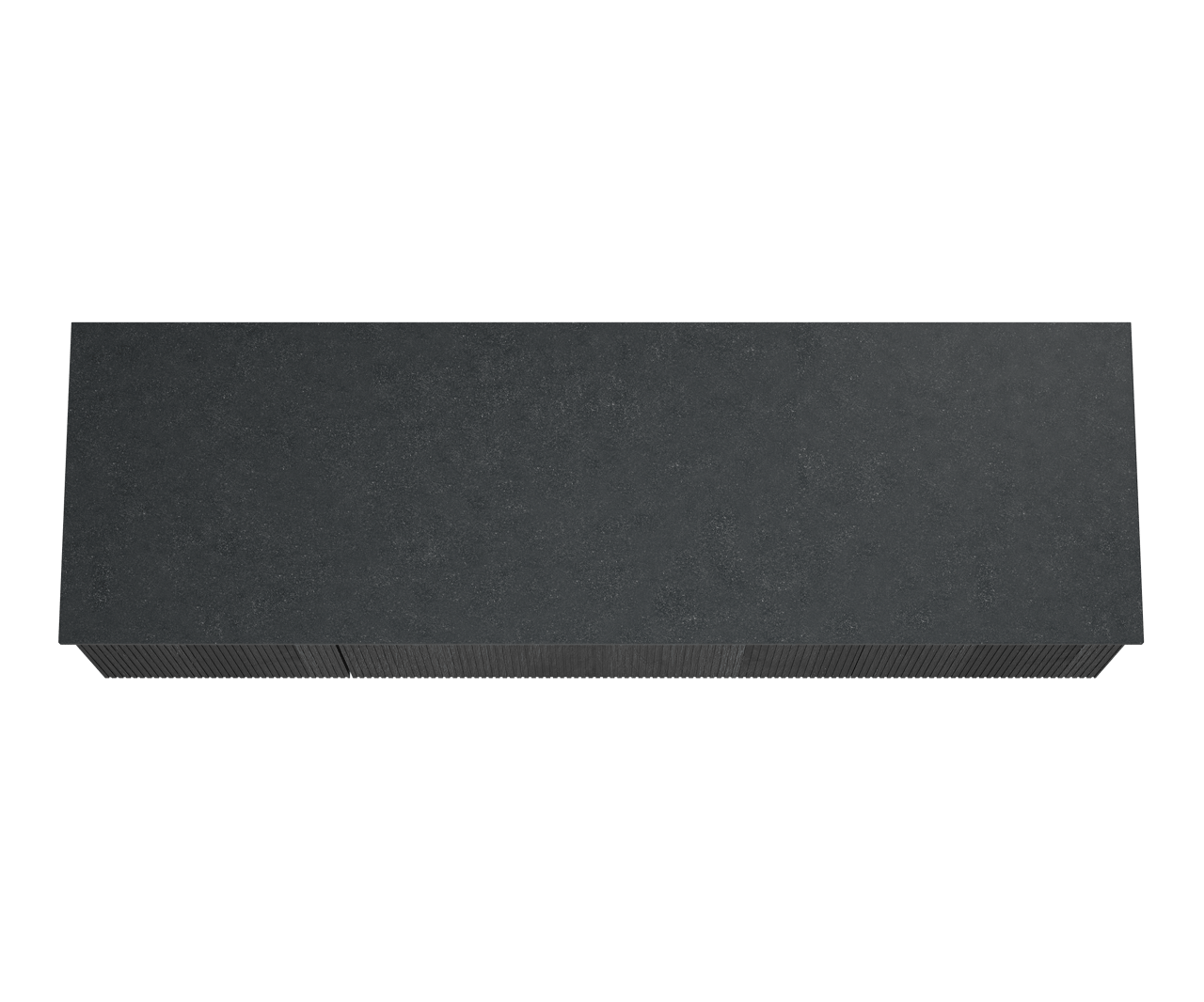 Balmani Forma zwevend badkamermeubel 180 x 55 cm zwarte eik met Stretto enkel of dubbel tablet in graniet zwart, Verticale symmetrische rechte ribbel