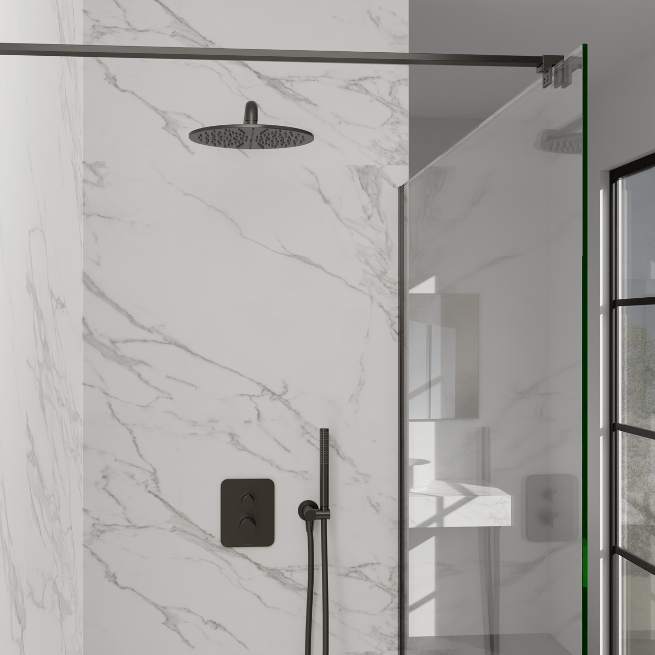 Blaufoss Smartbox Softline inbouw regendoucheset thermostatische kraan Brushed GunMetal