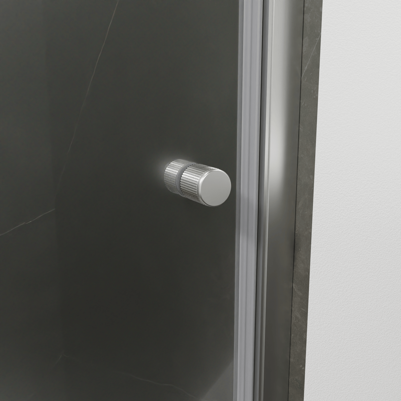 Luca Varess Kuresa porte pivotante 95 x 200 cm verre transparent profil chrome brillant