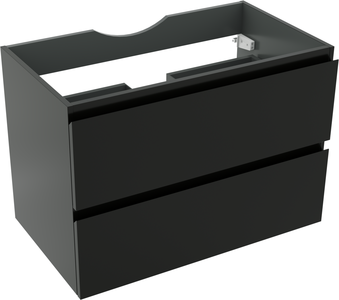 Linie Lado hängender Waschbeckenunterschrank: 80 x 46 cm, Schwarz Matt, 2 Schubladen