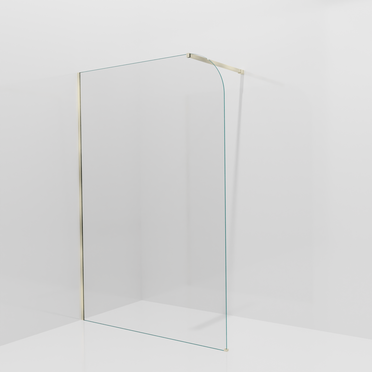 Balmani Modular douche à l'italienne: 140 x 200 cm, Verre transparent arrondi, Profil Brushed Champagne Gold