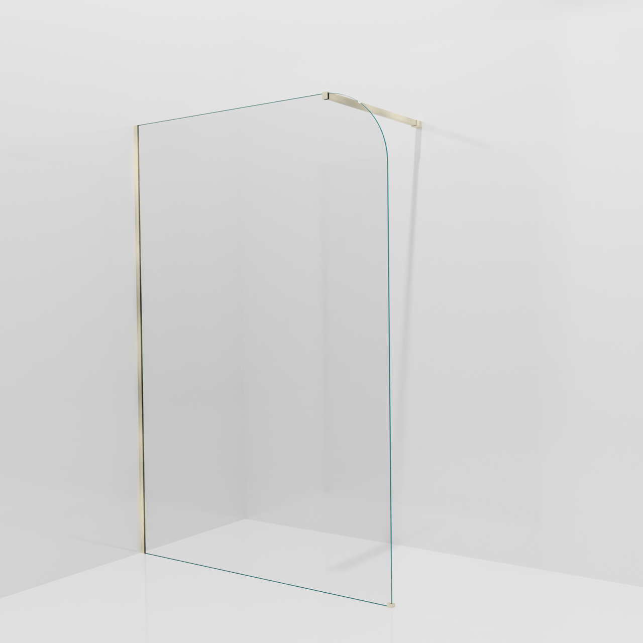 Balmani Modular inloopdouche: 140 x 200 cm, Helder glas afgerond, Brushed Champagne Gold profielen