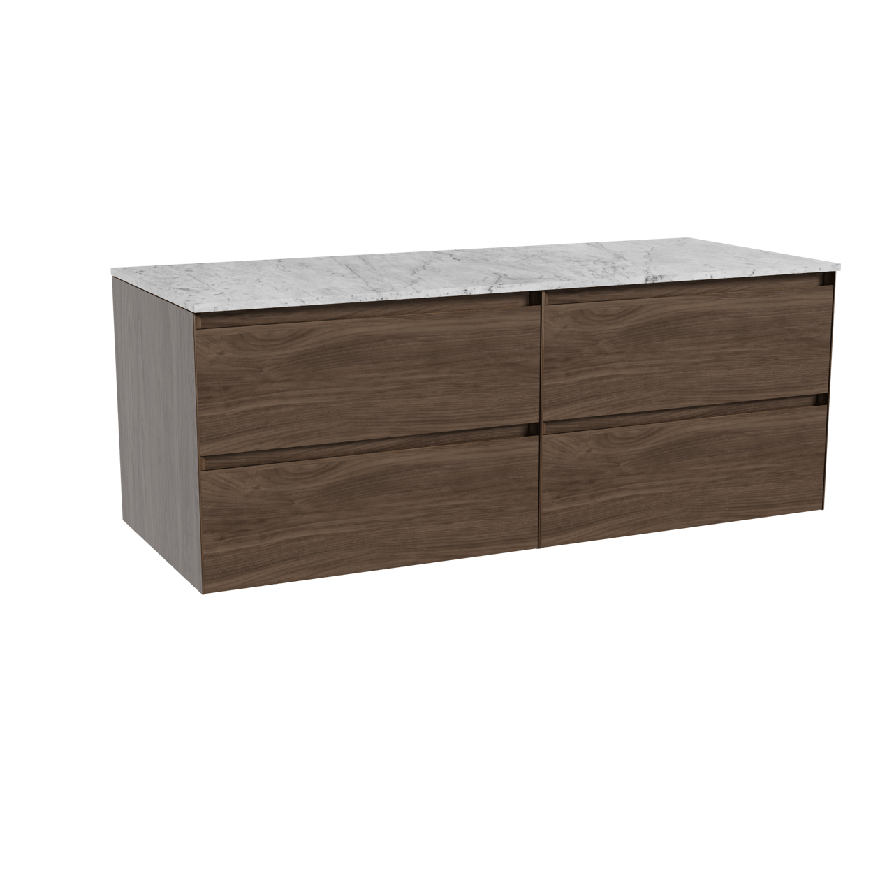 Balmani Mitra meuble salle de bains suspendu 135 x 55 cm noyer américain avec Stretto tablette simple ou double en marbre carrara