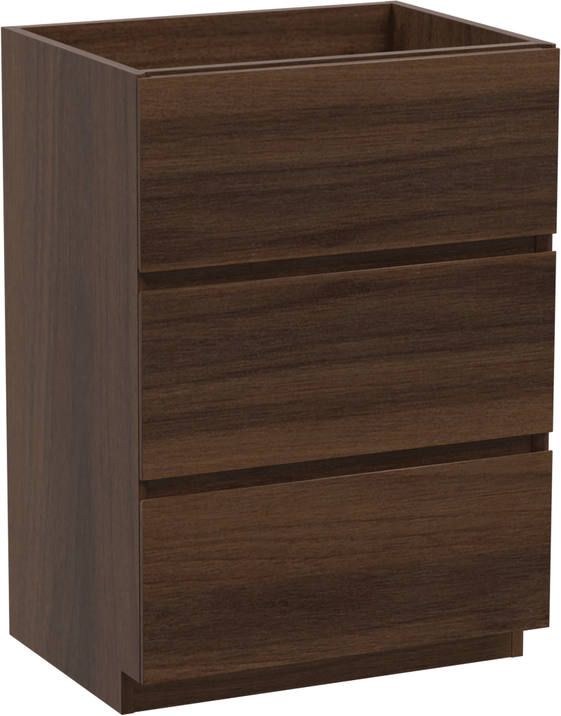 Storke Edge stehender Waschbeckenunterschrank: 60 x 46 cm, Nussbaum, 3 Schubladen