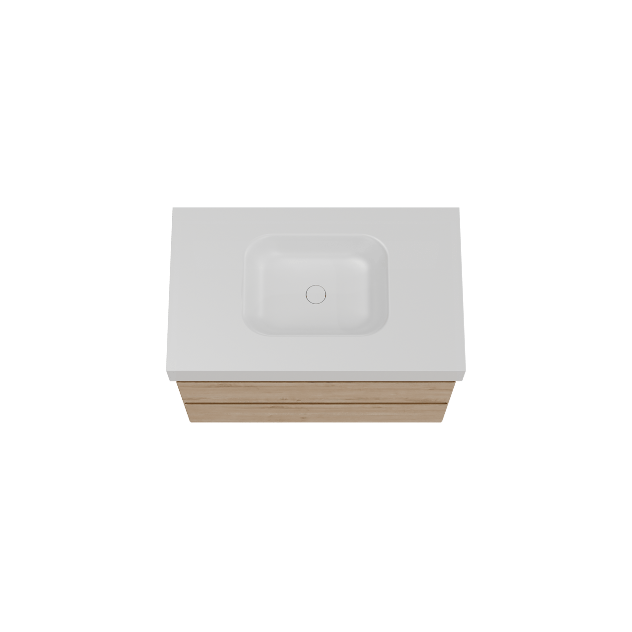Balmani Mitra meuble salle de bains suspendu 90 x 55 cm chêne brut avec Arcato plan simple en solid surface blanc mat
