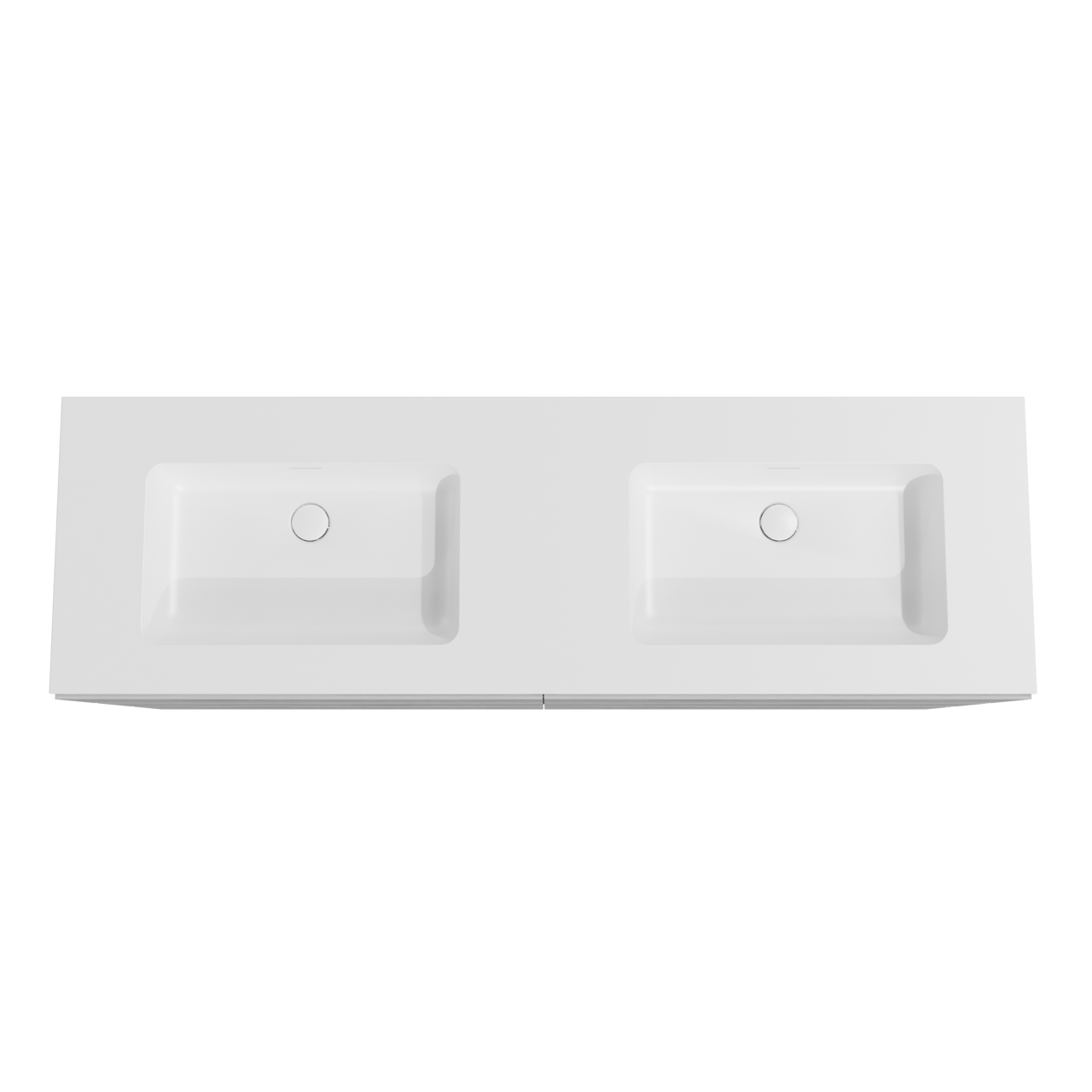 Storke Edge freistehendes Möbelstück Set: 170 x 52 cm, Beton dunkelgrau, mit Mata Doppelwaschtisch, Solid Surface Weiß matt