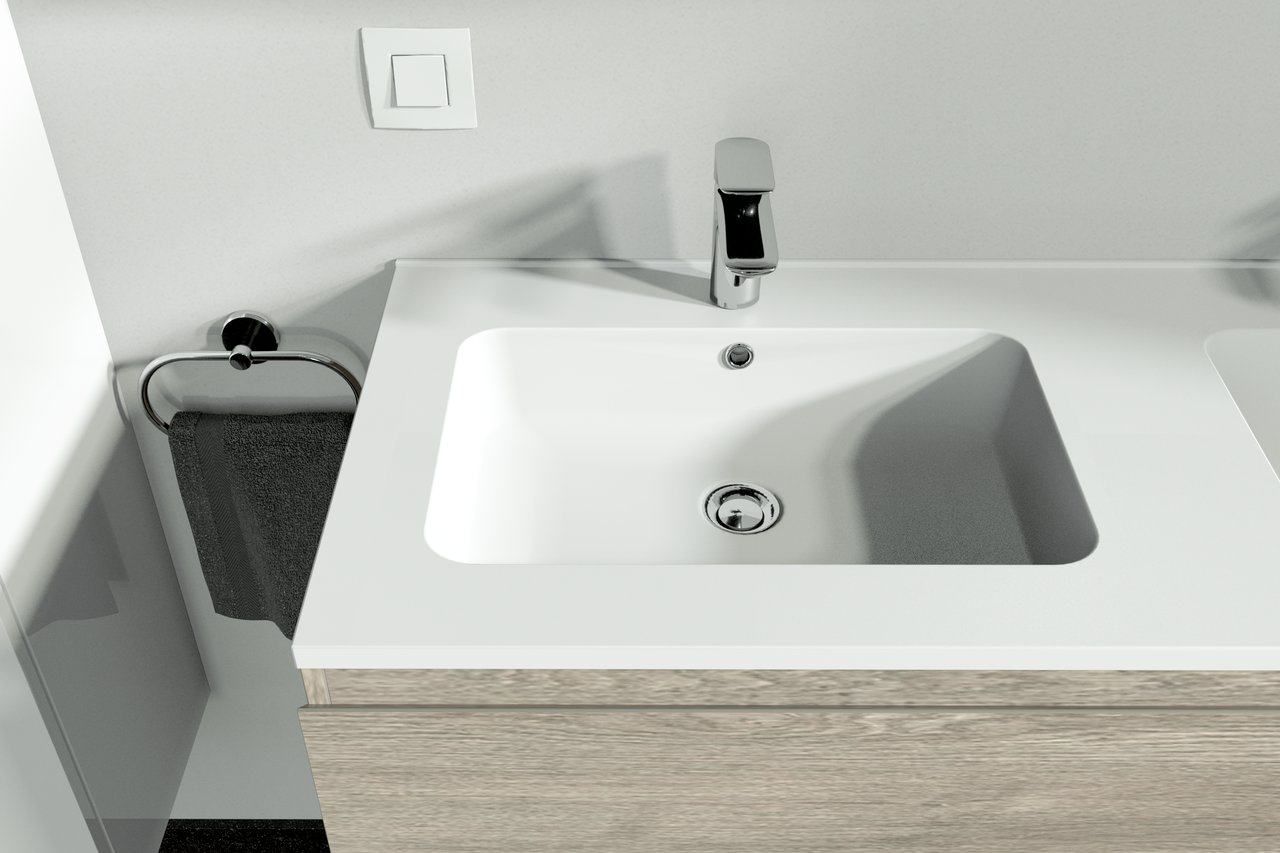 Linie Vano Einzelwaschtisch, Marmorkomposit matt, 80 x 46 cm