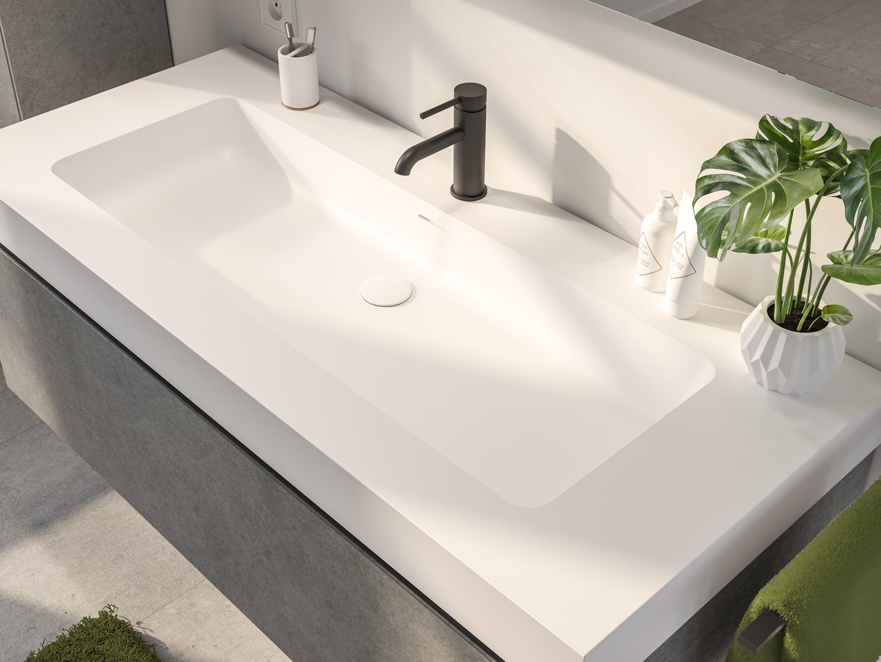 Storke Mata High enkele wastafel matte Solid Surface 120 x 52 cm