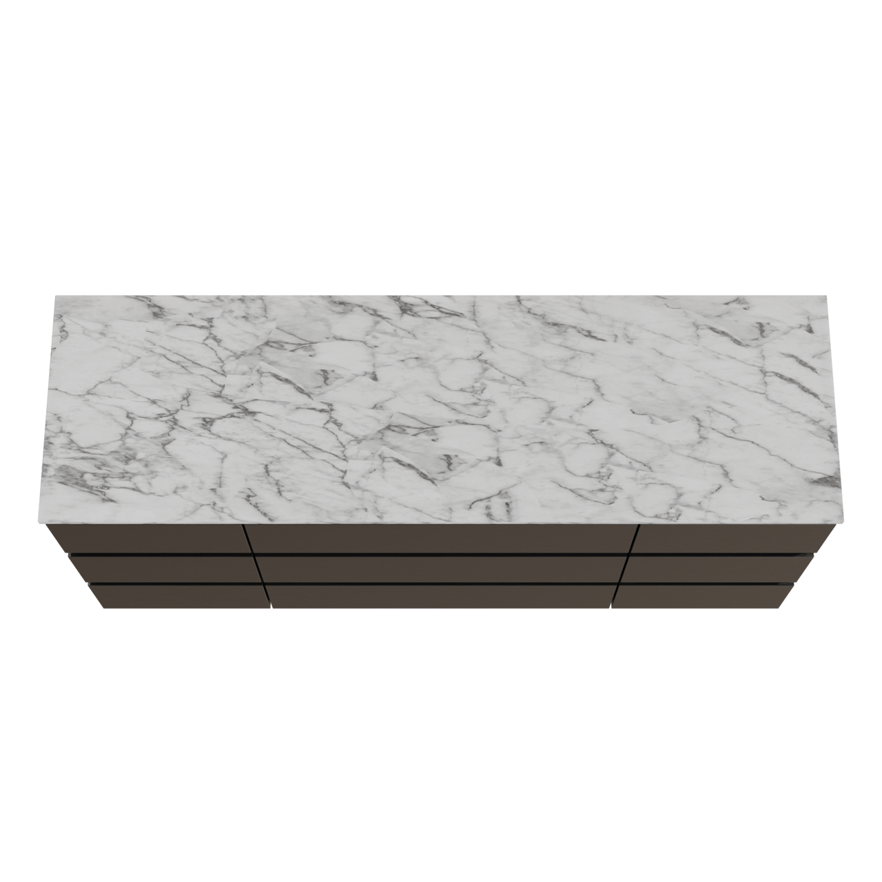 Balmani Lucida freistehendes Möbelstück Set: 180 x 55 cm, Schwarze Eiche, mit Stretto Einzel- oder Doppel Waschtischplatte, Marmor Carrara