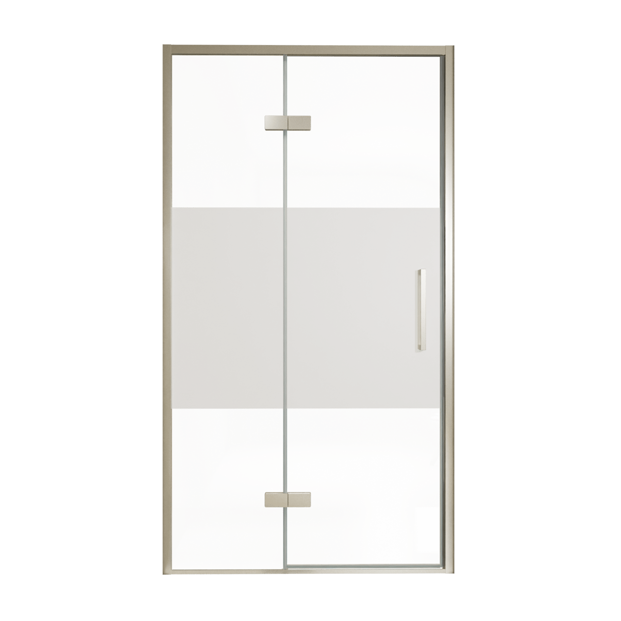 Balmani Senses Design douche draaideur links 120 cm x 210 cm Helder glas met matte strook, Brushed CoolMetal profielen