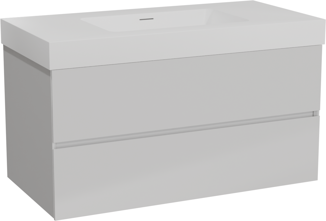 Storke Edge zwevend badmeubel 105 x 52 cm hoogglans wit met Mata High enkele wastafel in solid surface mat wit