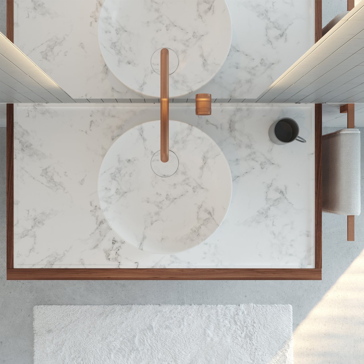 Blaufoss Pavilion Unterputz-Waschbecken Armatur: Brushed Rosegold, Einbauelement inklusive